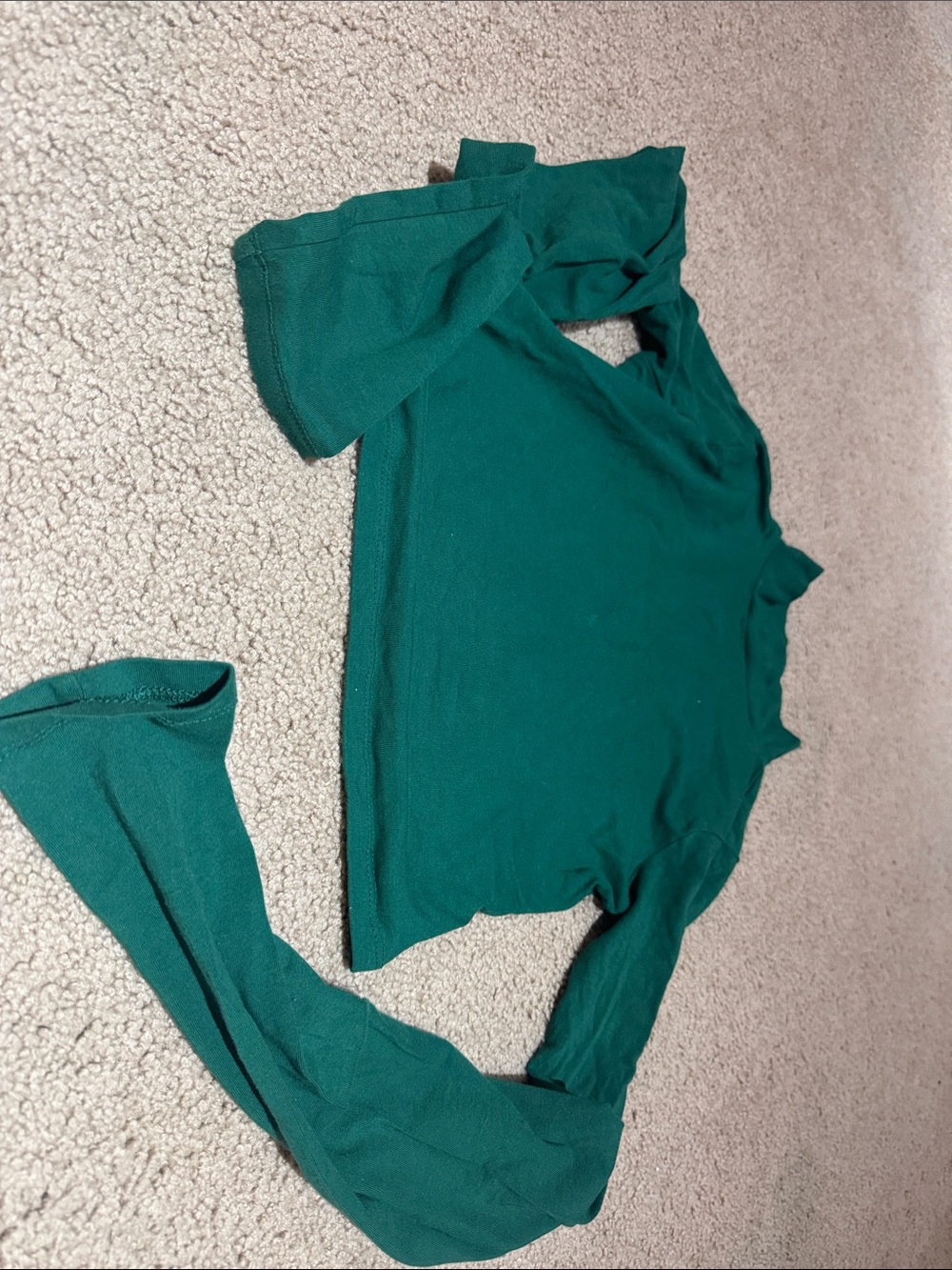 Green Long-Sleeve Knit crop top